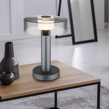 Lampe de table LED, aluminium, gris, H 31 cm