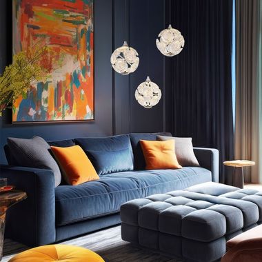 LED hanglamp, 3 vlammen, glas, K9 kristallen, H 150 cm