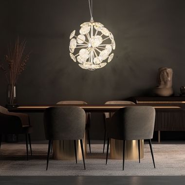 LED hanglamp, heldere kristallen, verchroomd, D 28 cm