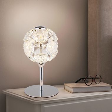 LED table lamp, metal, K9 crystals, H 26.5 cm