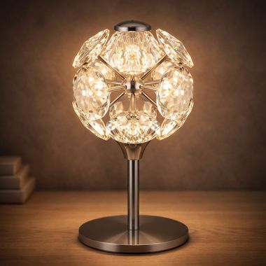 LED tafellamp, metaal, K9 kristallen, H 26,5 cm