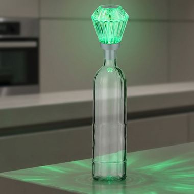 RGB LED Flaschenaufsatz, Kristall, Touch, Akku, silber