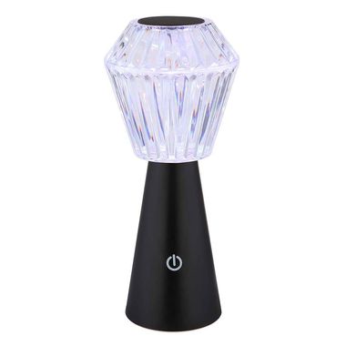 Lampe de table LED RGB, cristal, tactile, batterie, noir, H 25,5 cm