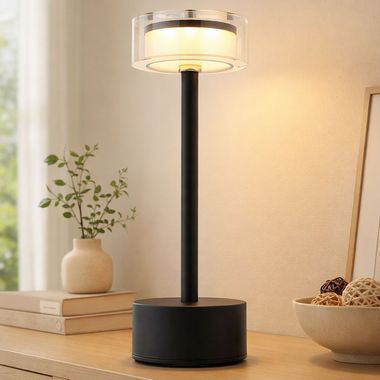 Lampe de table LED, noir fumé, variateur tactile, CCT, H 23,5 cm