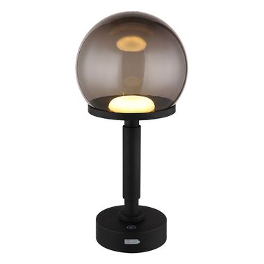 Lampada da tavolo LED, touch dimmer, batteria, colore fumo, H 29,5cm