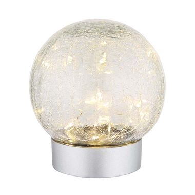 Lampe de table LED, argent, verre craquelé, H 13,5 cm