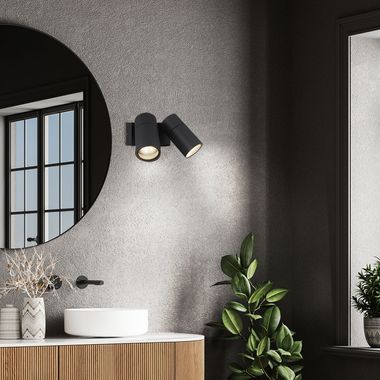 Applique extérieure, 2 flammes, alu, mobile, H 11,8 cm