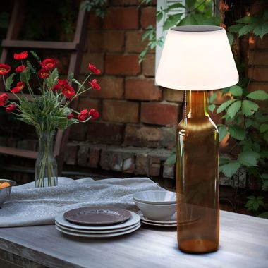 LED solar table lamp, bottle lamp, opal 3 light modes, H 23 cm