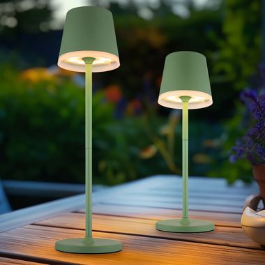Lampe de table solaire LED, bleue, 2 hauteurs possibles, H 41 cm