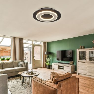 Lampa sufitowa LED, metal, kolor czarny szampański, D 32 cm