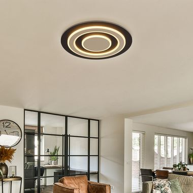 Plafoniera LED, metallo, colore nero champagne, P 48 cm