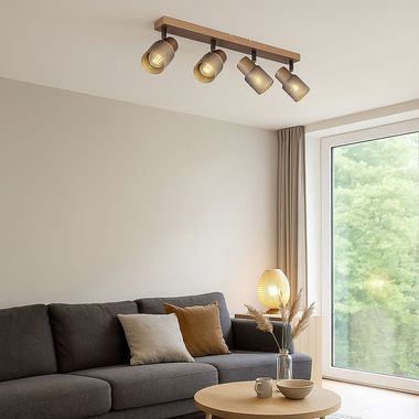 Lampa sufitowa, czarny-chrom, kawa, ruchome reflektory, L 56 cm