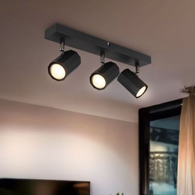 Lampa sufitowa, czarna, regulowany reflektor, L 39cm