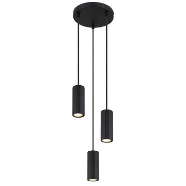Lampada a sospensione, nero opaco, 3 lampadine, H 120 cm