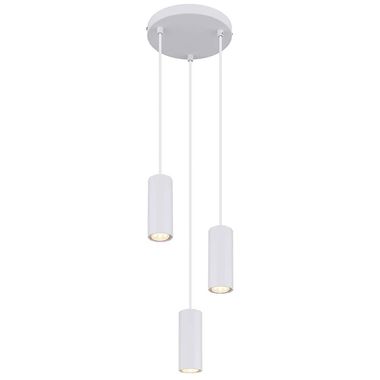 Lampe à suspension, blanc mat, 3 ampoules, H 120 cm