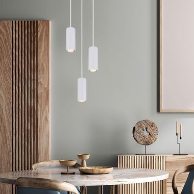 Suspension, blanc mat, 3 flammes, H 120 cm