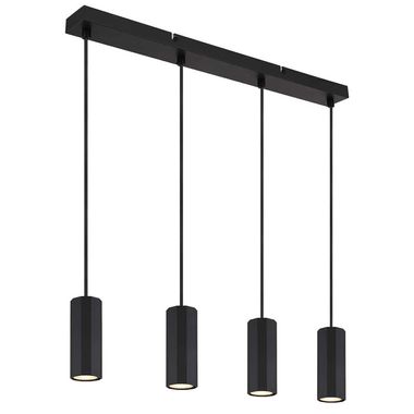 Lampada a sospensione, nero opaco, 4 fiamme, H 120 cm