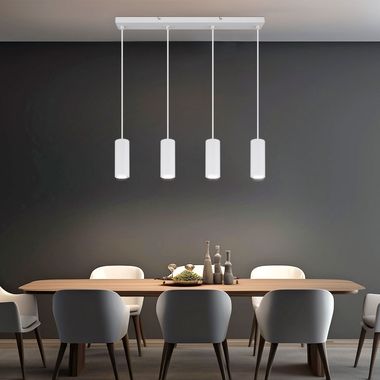 Suspension, blanc mat, 4 flammes, H 120 cm