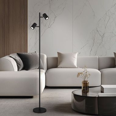 Stehleuchte, schwarz, verstellbar, 2 flammig, H 158 cm