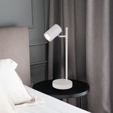 Tafellamp wit, verstelbare spot, H 35 cm