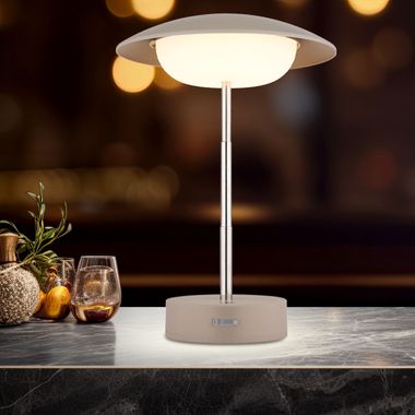 Lampe de table LED, brun, variateur tactile, hauteur réglable, H 26 cm
