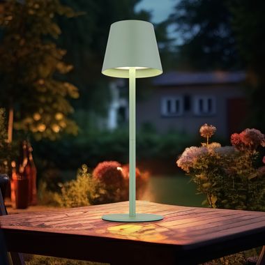 LED Tischleuchte, Flaschenlampe, Touchdimmer, grün, H 36 cm