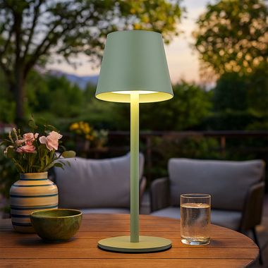 LED Tischlampe, grün, Akku, Touchdimmer, Flaschenaufsatz