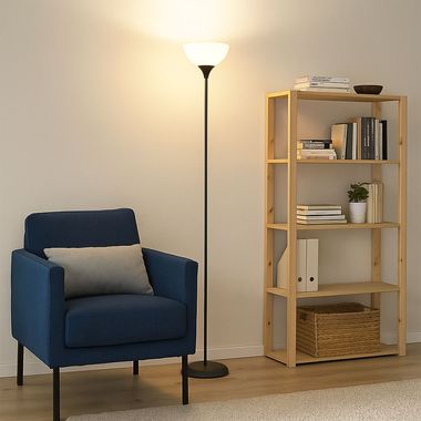Vloerlamp, opaal, titaniumkleurig, H 178,5 cm