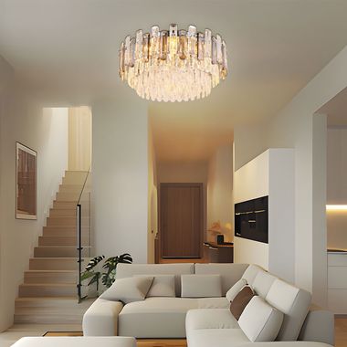 Chandelier, clear, smoke-colored, glass rods, D 59 cm