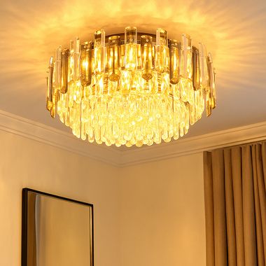 Kroonluchter, helder, rookkleurig, glazen staven, D 55 cm