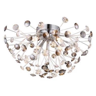 LED plafondlamp, 4-vlam, kristal, rook helder, D 45 cm