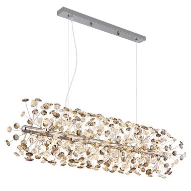 LED Hängeleuchte, 12-Flammig, Kristalle, rauch klar, L 90 cm