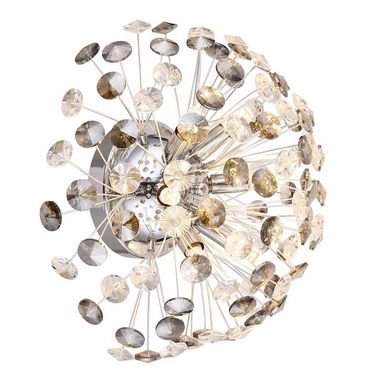 LED wall light, 6-bulb, crystals, smoke clear, D 40 cm