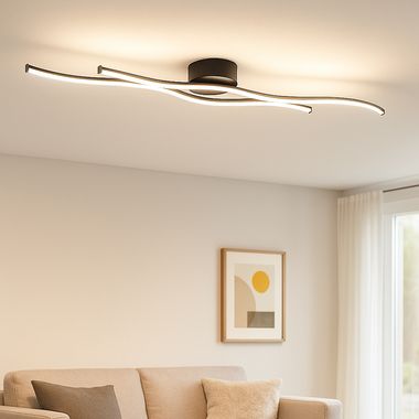 LED ceiling light, metal, black, L 110.4 cm