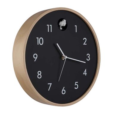 Horloge murale, noir naturel, fonction coucou, D 31,5 cm