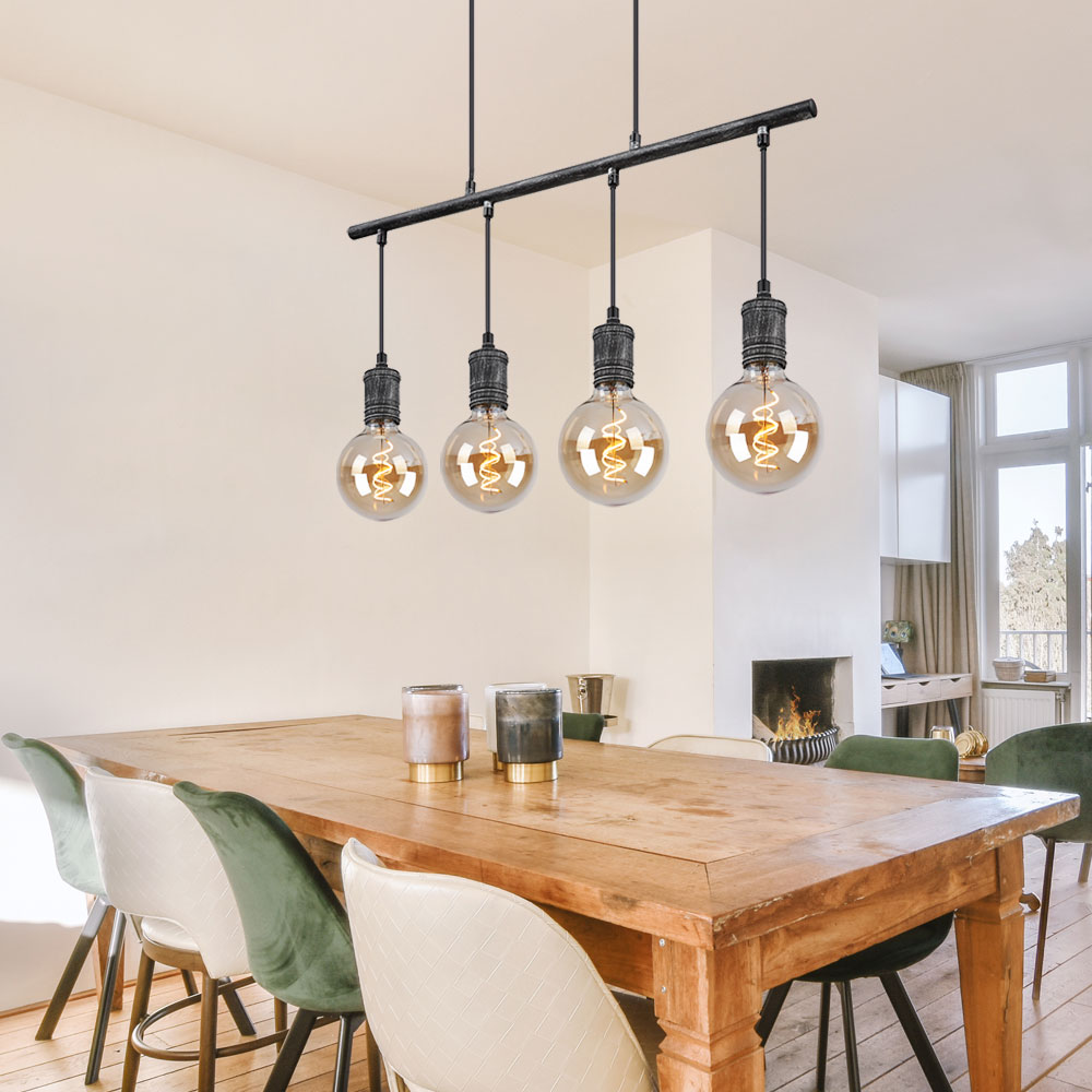 Suspension Lindby Svante, à 4 Lampes, Noir, Verre, 85 Cm, Suspension Luminaire, Lampe Plafond Luminaire Plafonnier Lampe Suspendue 93479906