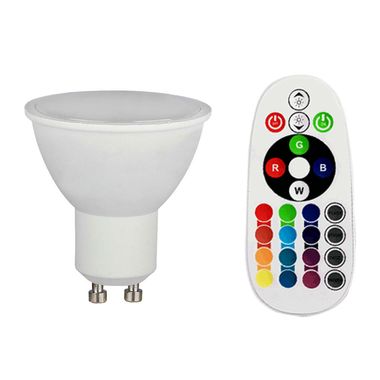 RGB LED 4,8 watt GU10 lamp, 3000K, DxH 4,8x5,5 cm