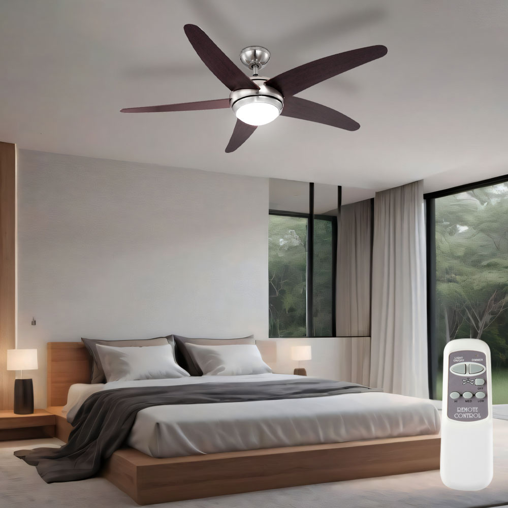 Ventilateur Salon Télécommande Ventilateur De Plafond Avec Lumière - Bendan 132 Cm, 5 Pales, Chrome Satiné, Verre Opale, Télécommande - Westinghouse Diamètre 132 Cm Chrome Satiné