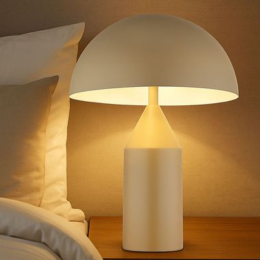 Tischleuchte, Metall sandfarben, 2 flammig, H 39 cm