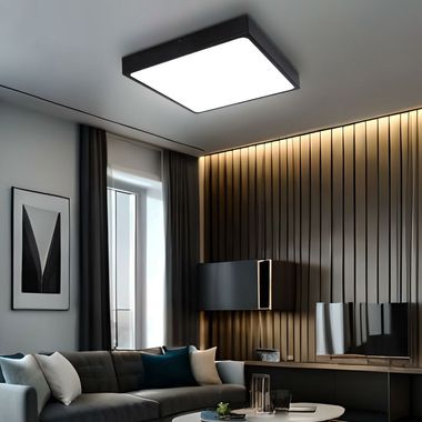 Lampa sufitowa LED, ściemnialna, czarna, opalowa, L 22 cm