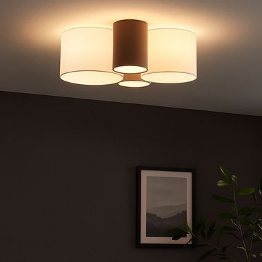 Ceiling light, textile white, grey, black, L 64 cm