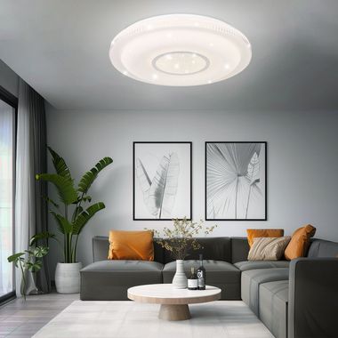 Smart LED Deckenleuchte, Fernbedienung, dimmbar, Kristalle