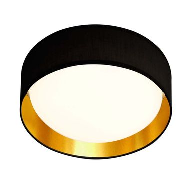 Ceiling light, gold, textile shade black, 50 cm, GIANNA