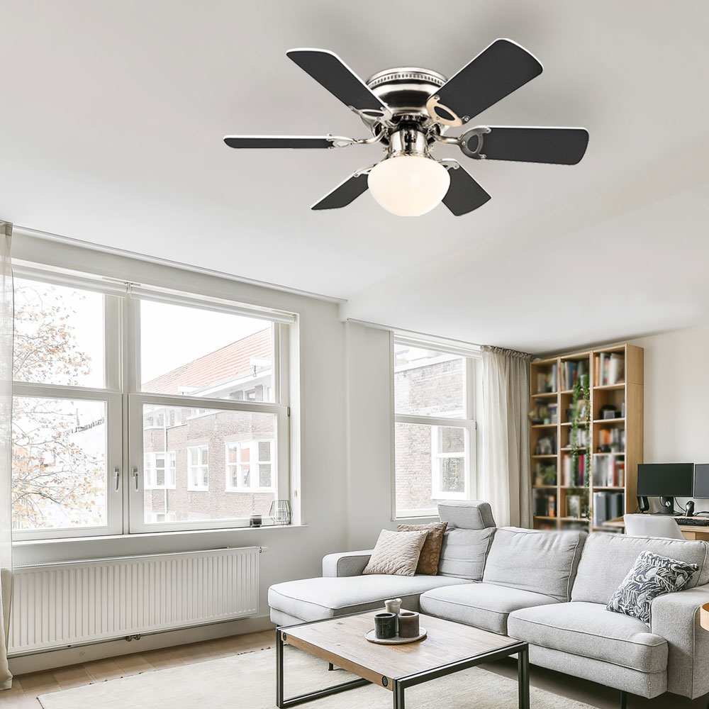 Ventilatore Da Soffitto Con Luce LED E Telecomando - 6 Velocità, Dimmerabile, Funzione Memoria, Silenzioso, Per Camera Da Letto, Bianco Ventilatore Rotazione Avanti E Indietro