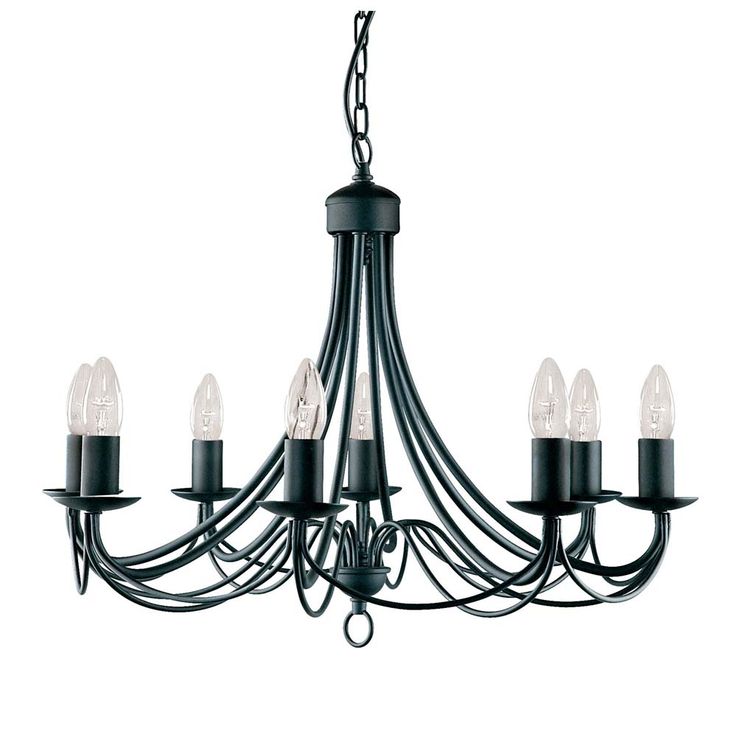 Suspension Lumina, à 8 lampes, noir/ambre, verre