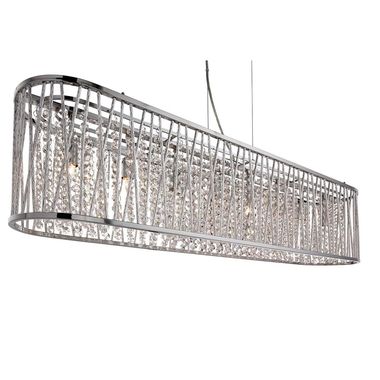 Elise 8-flame oval ceiling light, aluminum tube cladding, chrome, clear crystal drops