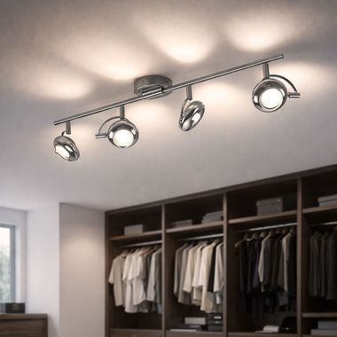 LED Deckenlampe, Chrom, bewegliche Spots, L 70 cm