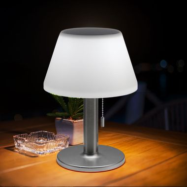 [Pack] Lampe de table solaire LED, argent, acier inoxydable, blanc, H 28 cm