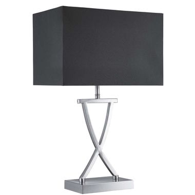 Lampe de table club X base, argent satiné, abat-jour rectangulaire noir