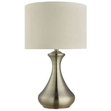 Table lamp, Touch, Dimmable, Antique, Brass, Fabric, Brass